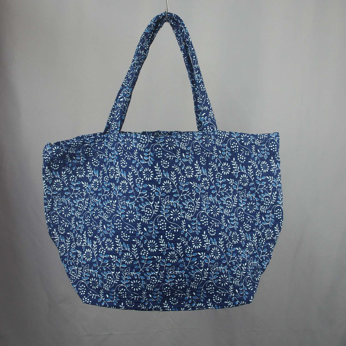 Cotton Quilted Large Shoppping / Beach Bag - Indigo Floral Jaal