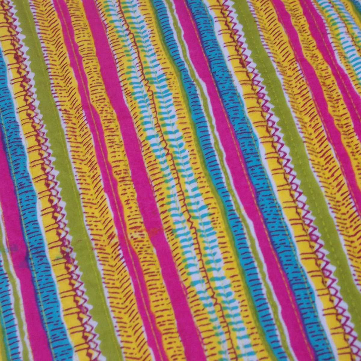 Cotton Quilted Large Shopping / Beach Bag - Multicolour Striped