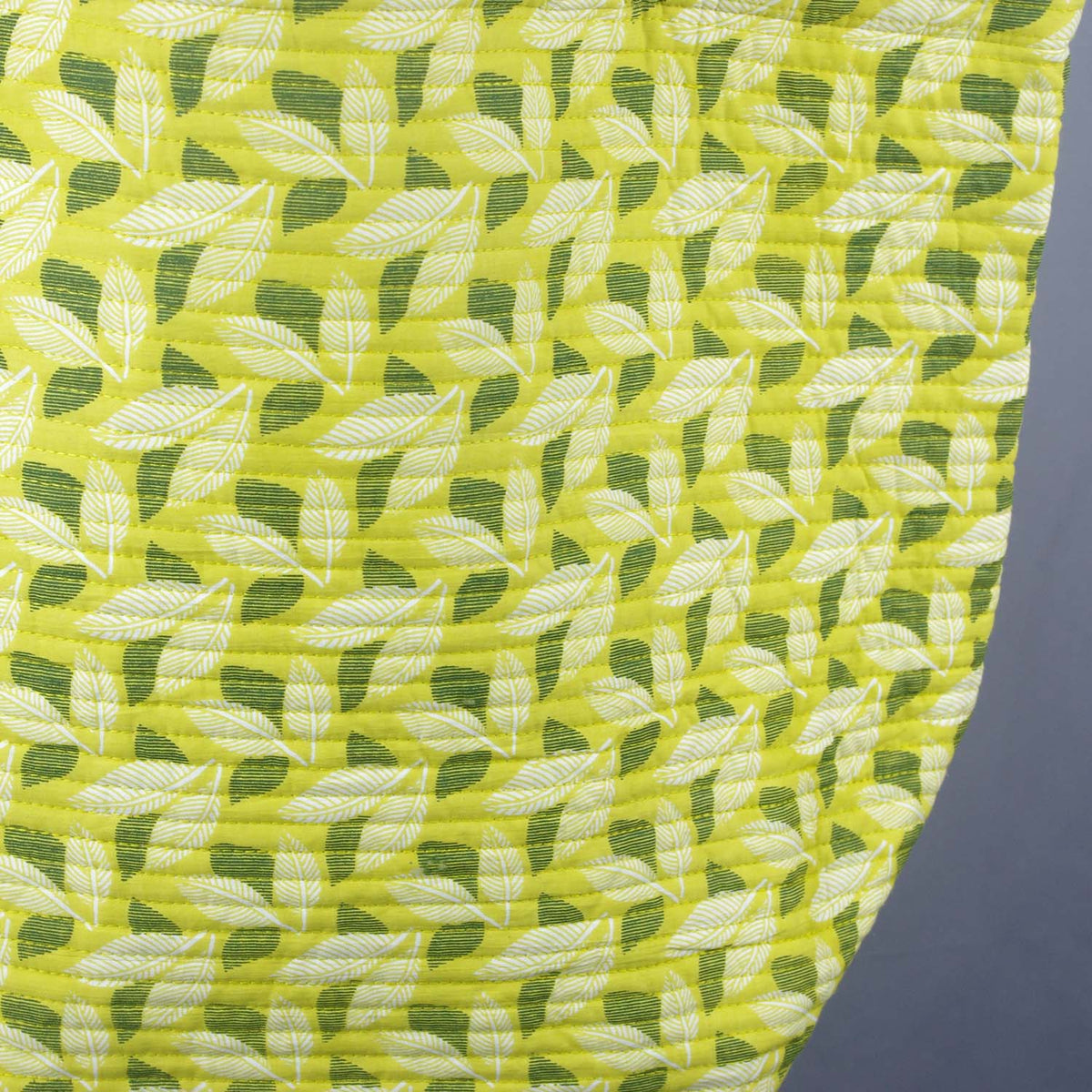 Cotton Quilted Large Shopping / Beach Bag - Yellow Green Leaves