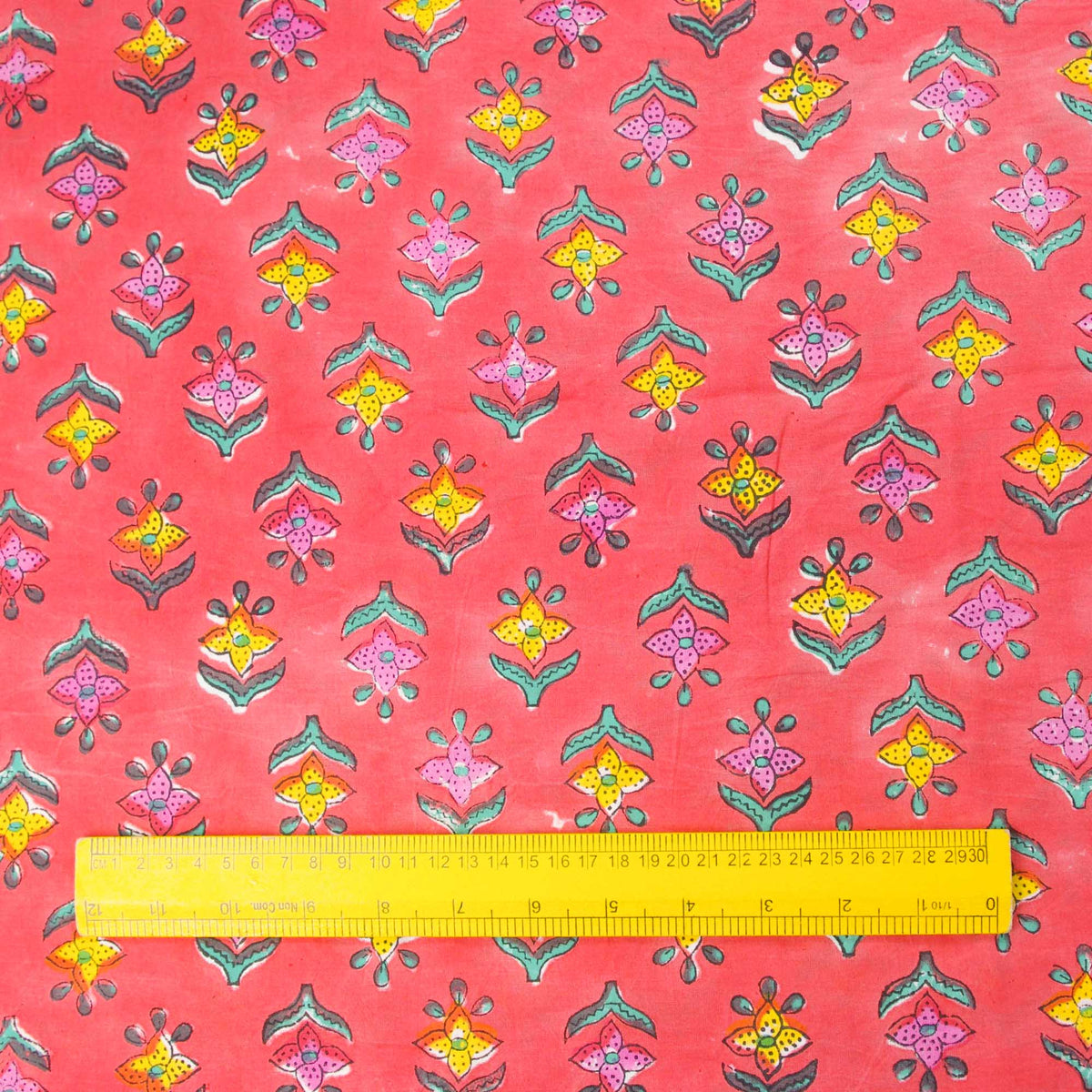 Block Print Fabric - Watermelon Pink Solid ( Design 364)