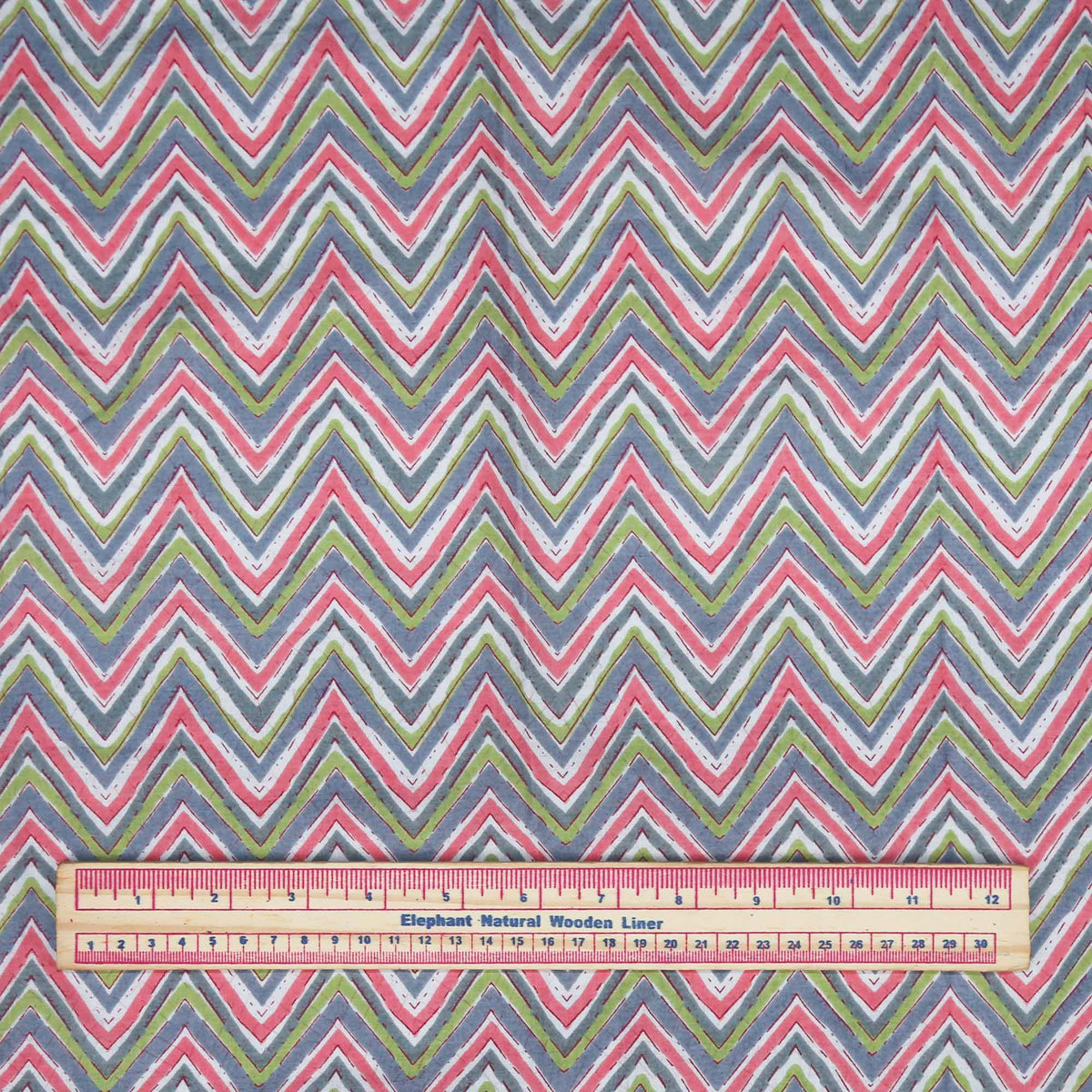 Block Print Fabric - Multicolour Zigzag (Design 436)
