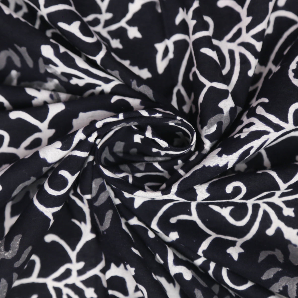 Bagru Block Print Black Jaal Women Dress Fabric Design 489