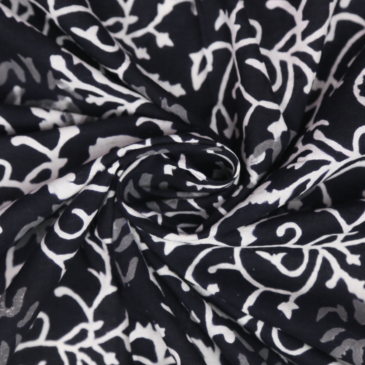 Bagru Block Print Black Jaal Women Dress Fabric Design 489