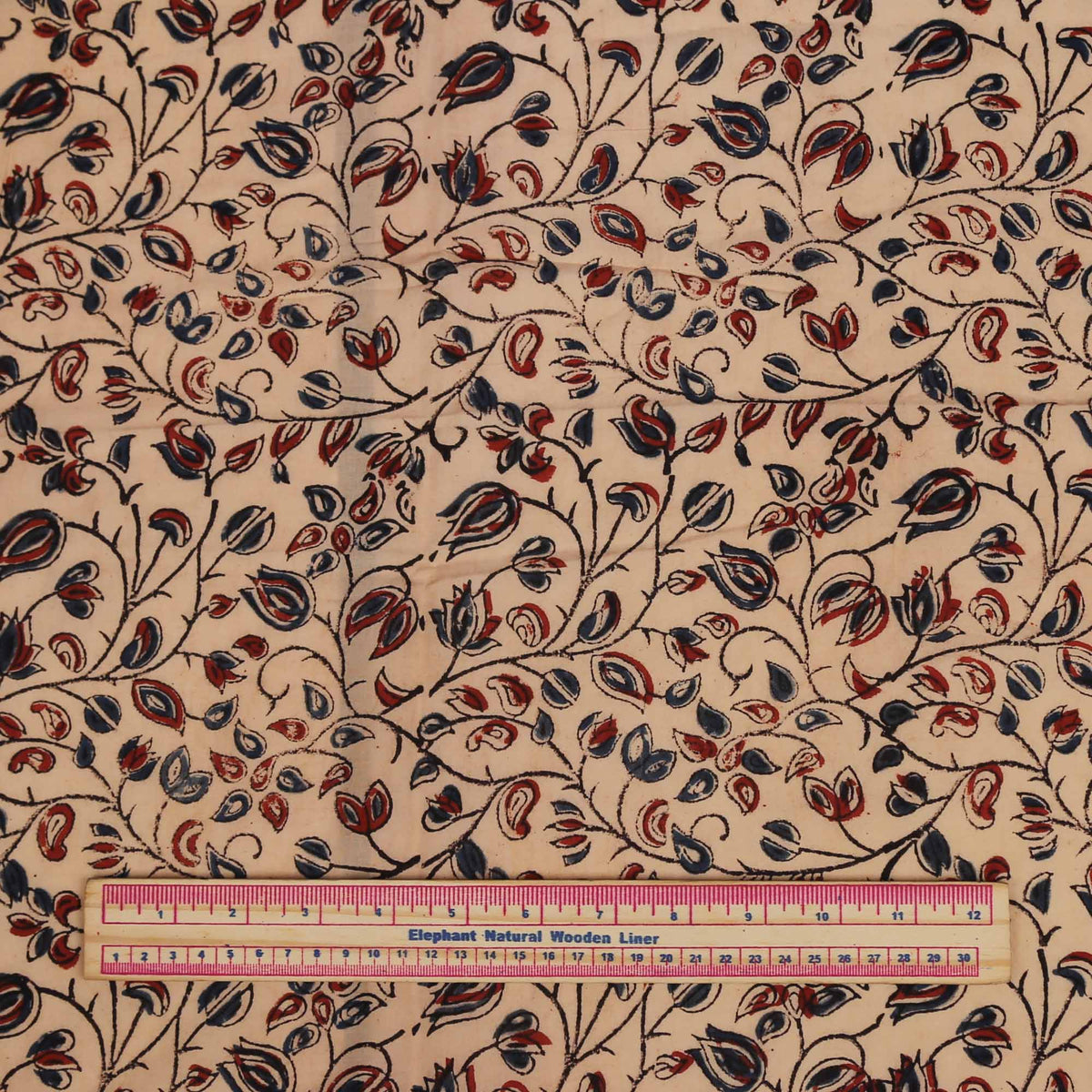 Block Print Fabric - Floral Jaal On Beige (Design 492)
