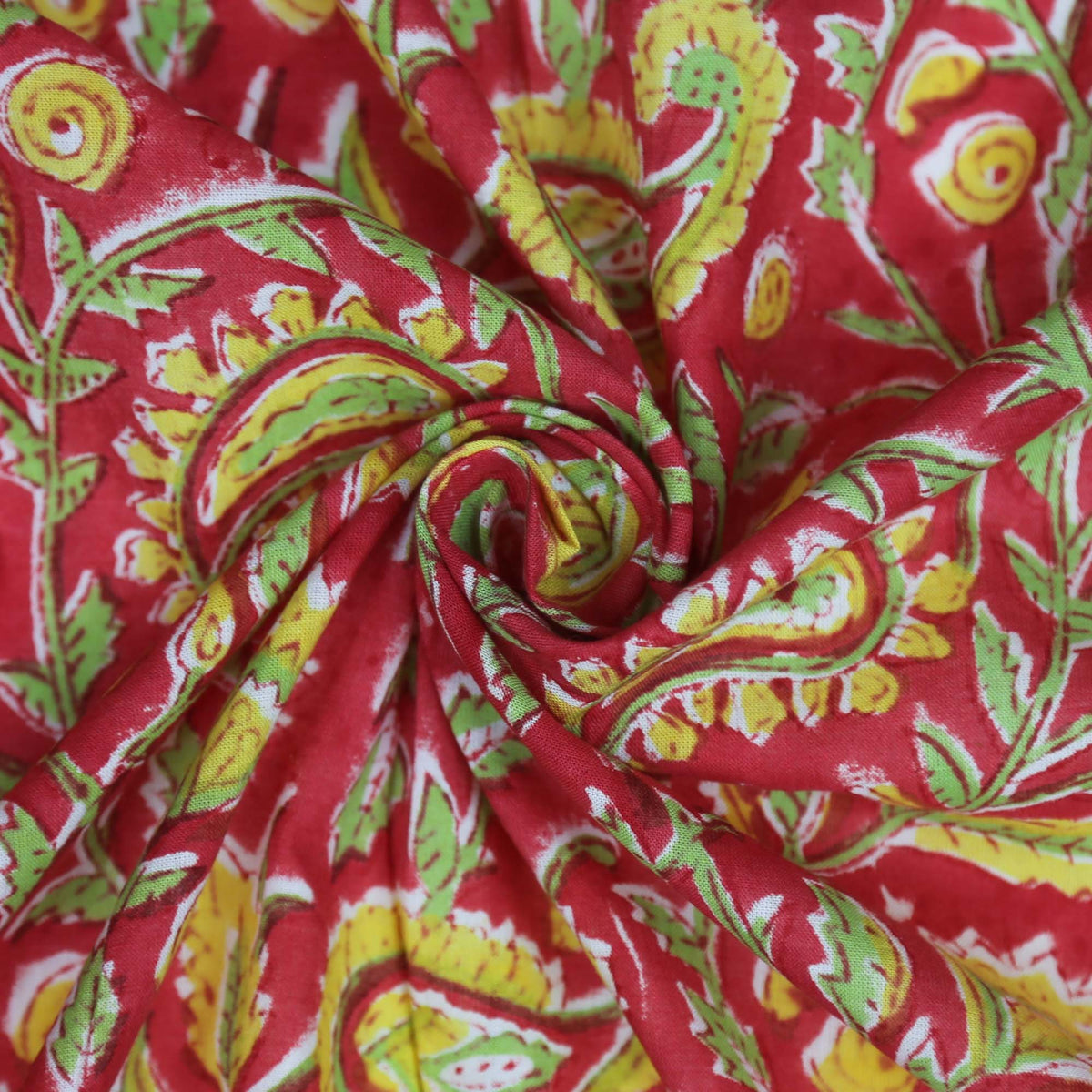Block Print Fabric - Red Paisley (Design 515)