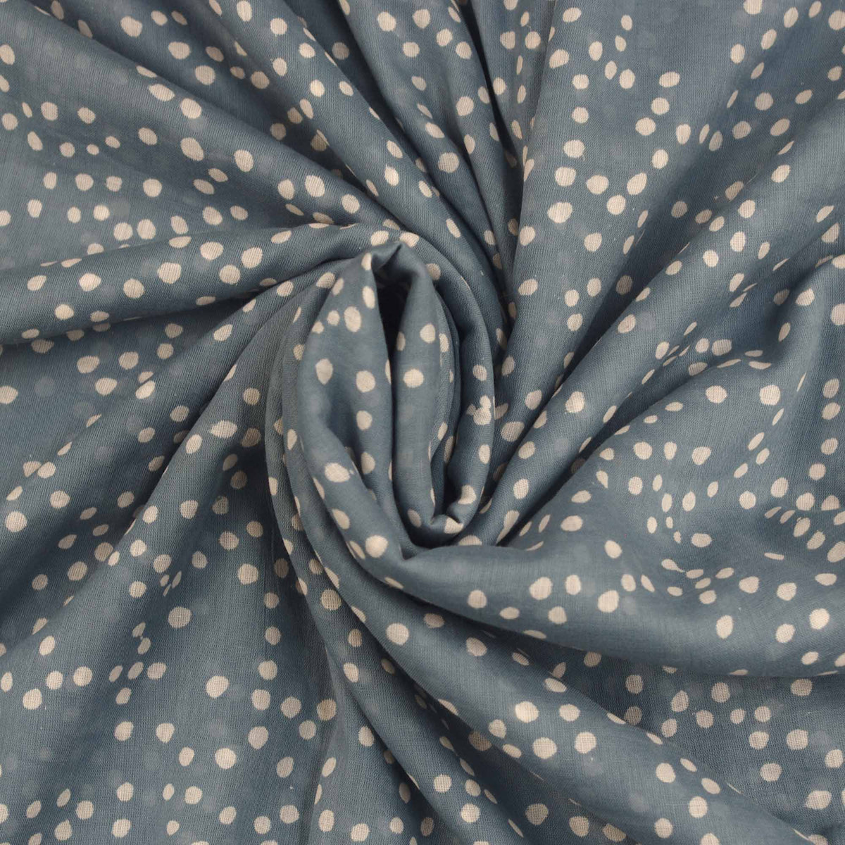 Indian Hand Block 100% Voile Cotton Grey Polaka Dots Fabric Design 542