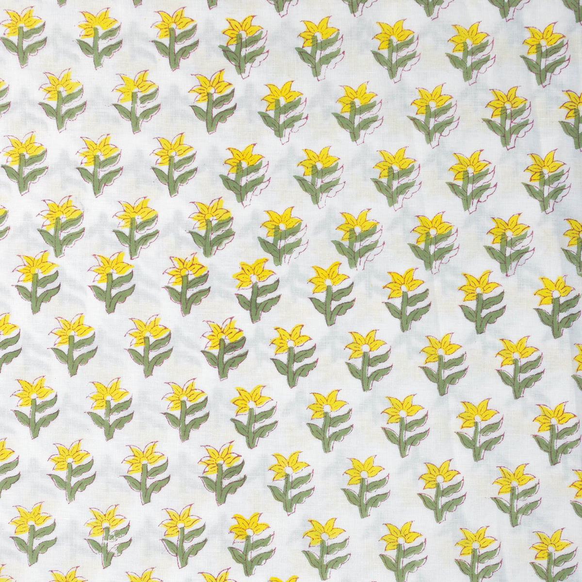 Yellow Sweeties Hand Block Print 100% Cotton Women Dress Fabric Design 557