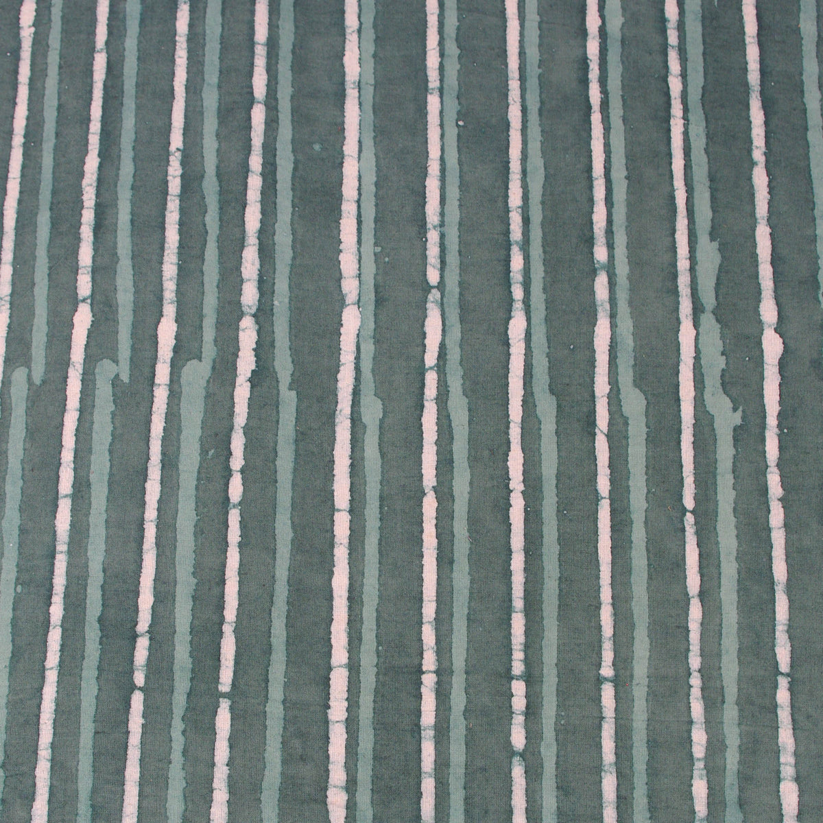 Bagru Block Print Camo Green Striped Women Dress Fabric Design 569