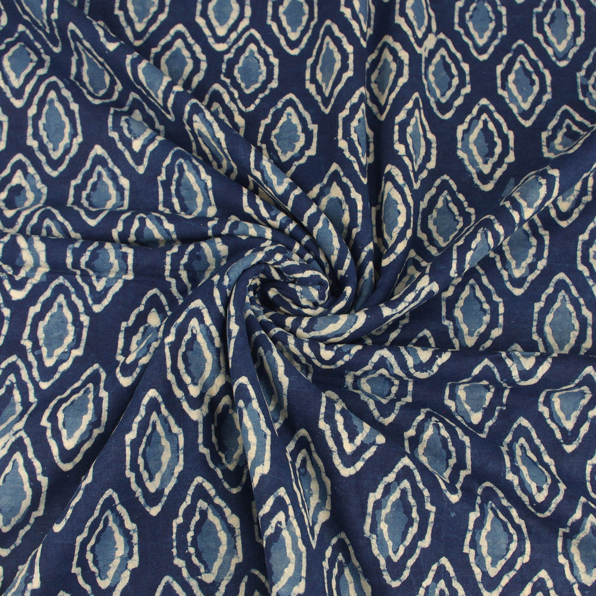 Block Print Fabric - Indigo Mosaic- Design 576