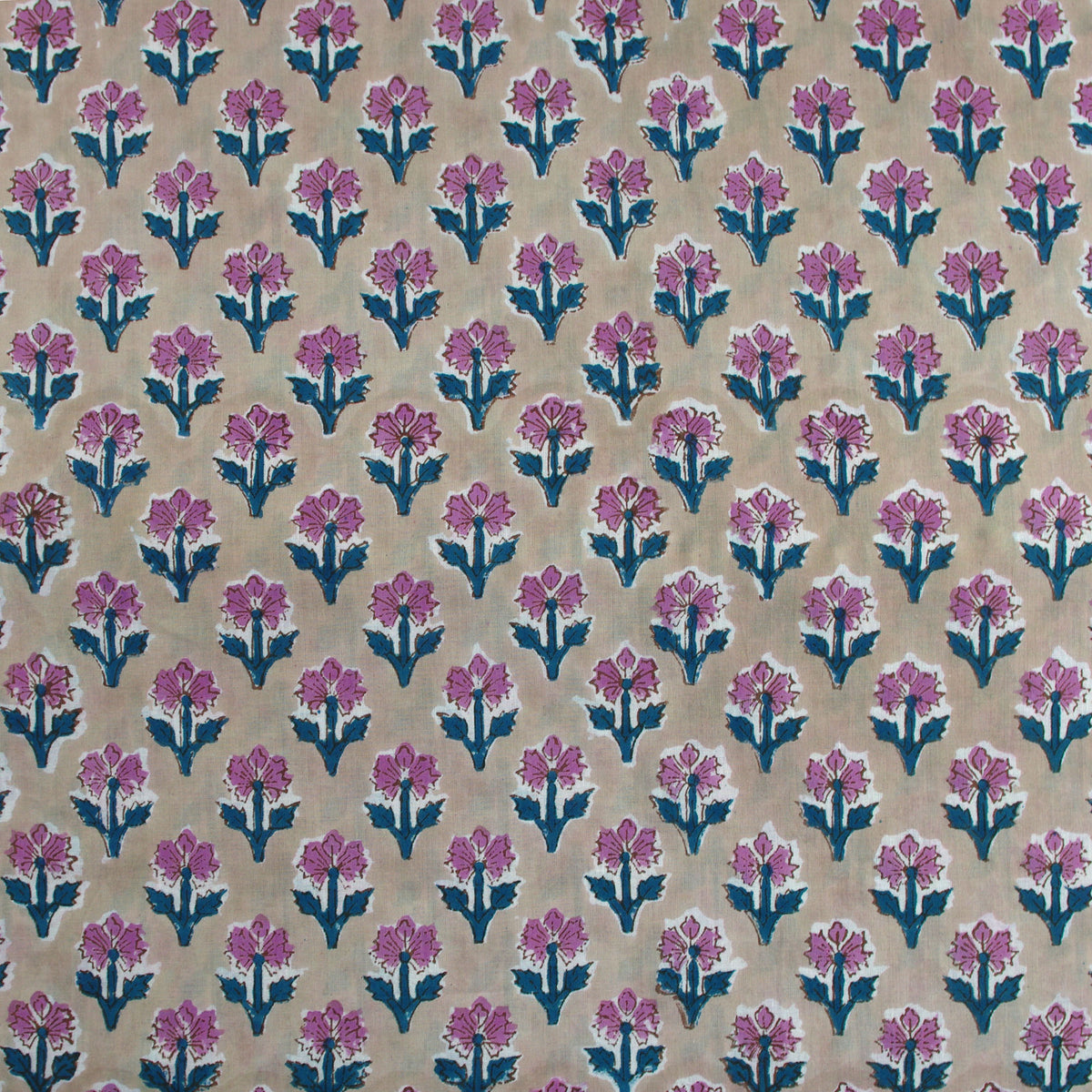 Indischer Handblockdruck Dunkelblaues Blumenmuster 100 % Baumwolle Damenkleid Stoffdesign 16
