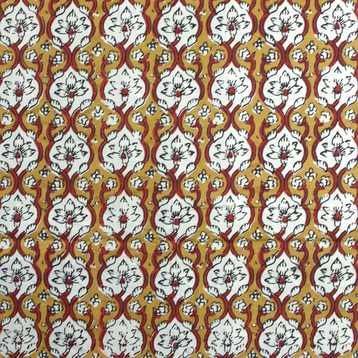 Bagru Kalamkari Print Red Floral Jaal Women Dress Fabric Design 596
