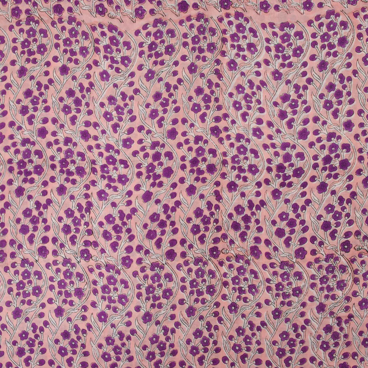 Indian Hand Block Lavender Blossom Print 100% Cotton Women Dress Fabric Design 715