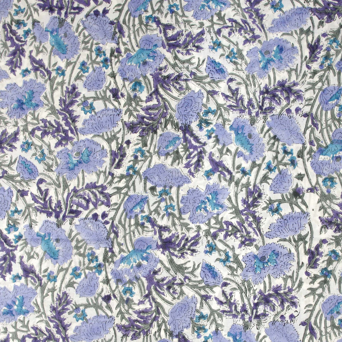 Indian Hand Block Printed 100 % Cotton Fabric- Purple Coral Floral Jaal (Design 755)