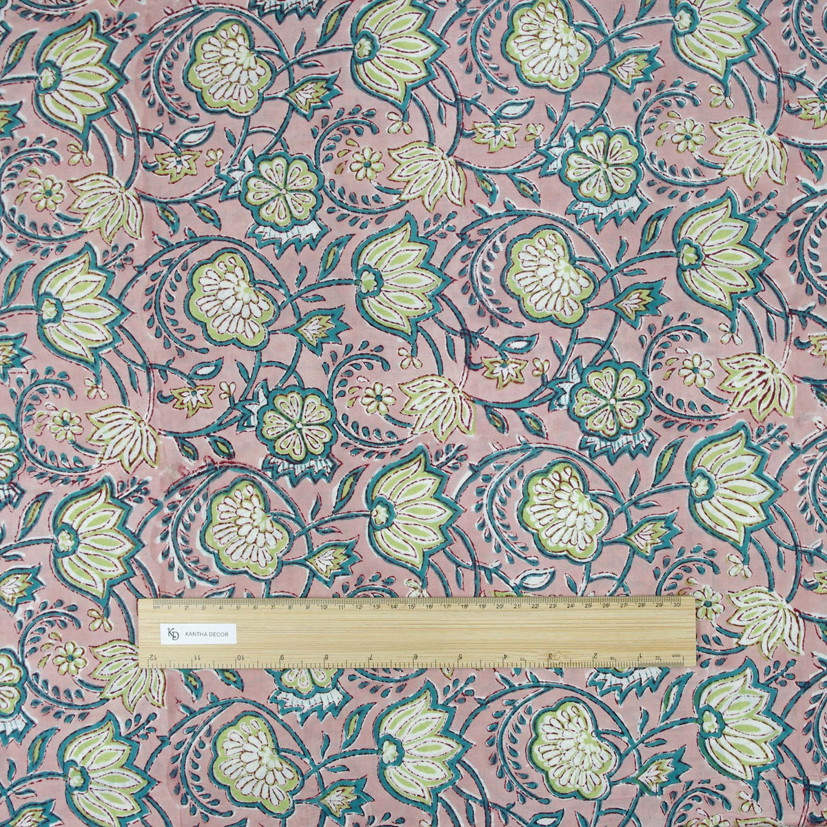 Indischer Handblockdruck Dunkelblaues Blumenmuster 100 % Baumwolle Damenkleid Stoffdesign 16