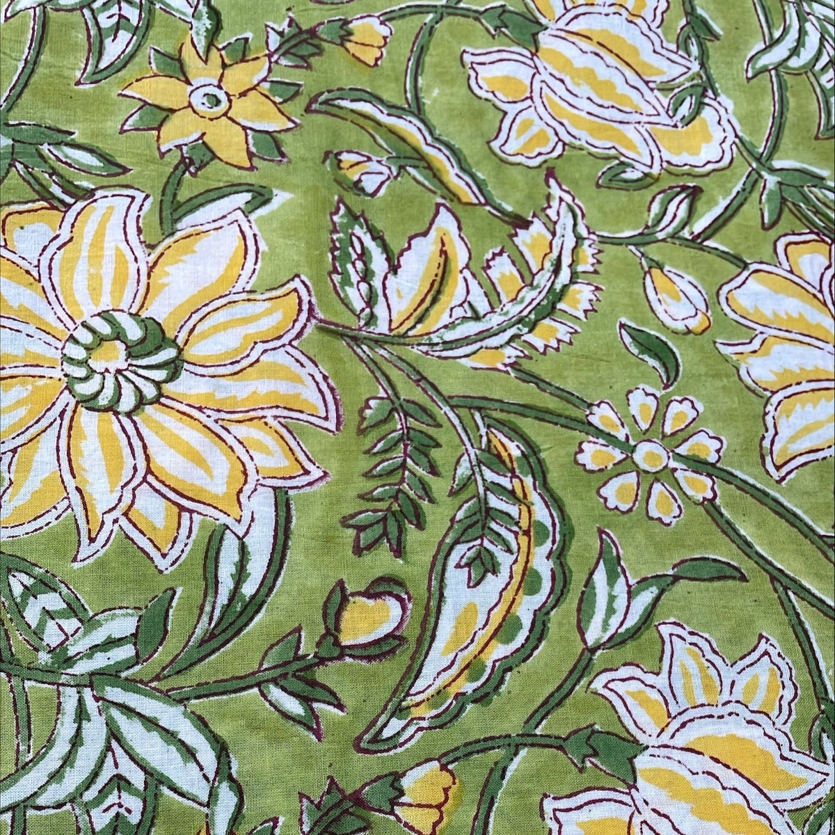 Indischer Handblockdruck Dunkelblaues Blumenmuster 100 % Baumwolle Damenkleid Stoffdesign 16