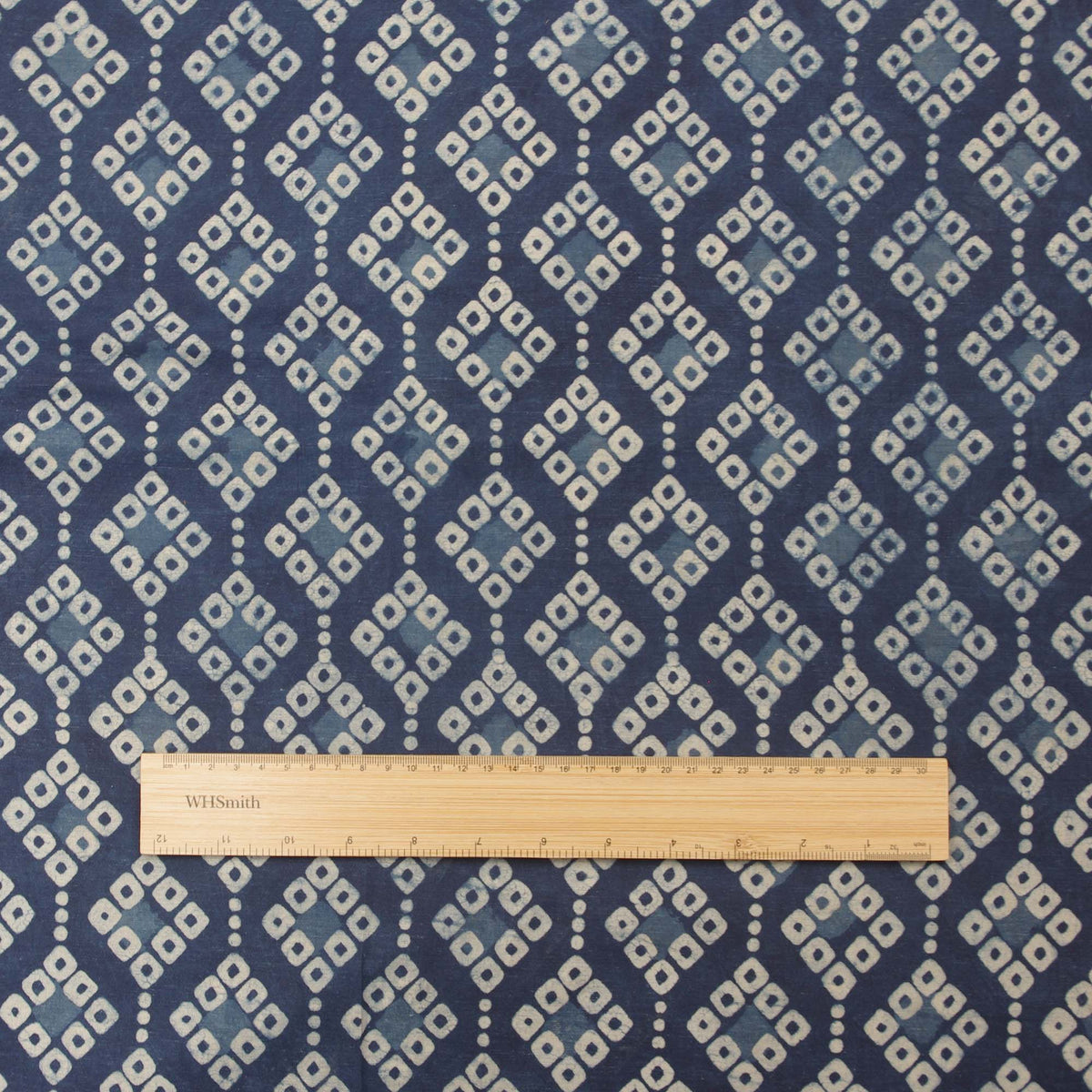 Hand Block Printed Dabu Natural Indigo Bandhani Dots 100% Cotton Fabric Design 422