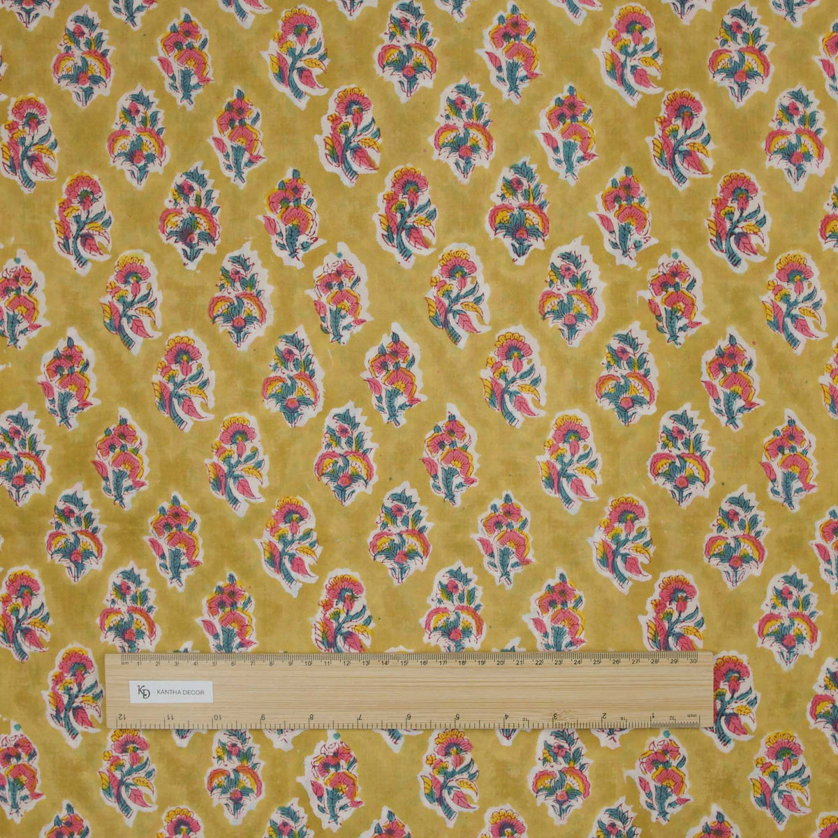 Indischer Handblockdruck Dunkelblaues Blumenmuster 100 % Baumwolle Damenkleid Stoffdesign 16