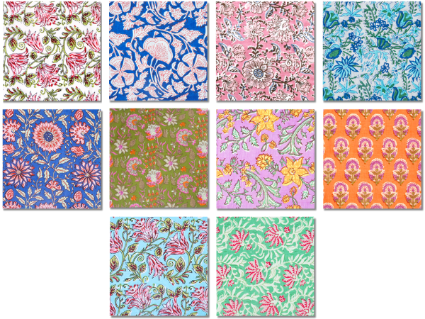 Set Of 10 Cotton Floral Dinner Napkins 18''