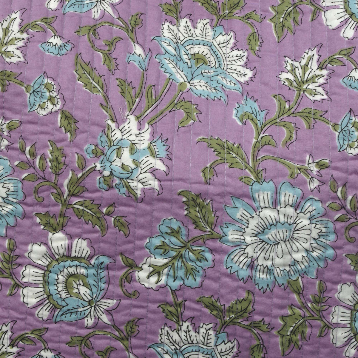 Cotton Quilted Large Shopping / Beach Bag - Purple Floral