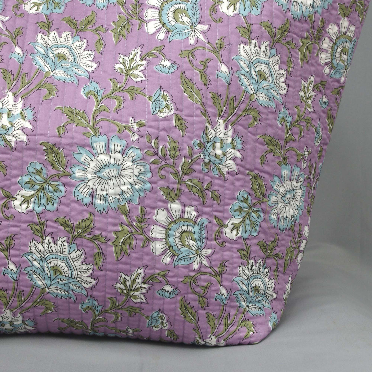 Cotton Quilted Large Shopping / Beach Bag - Purple Floral