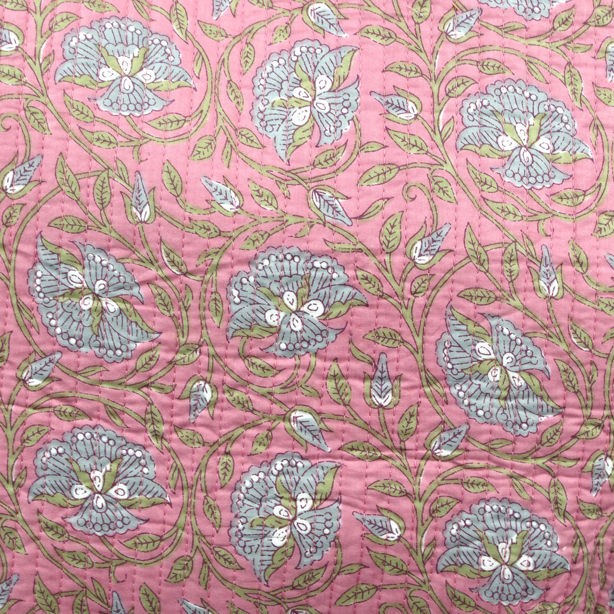 Cotton Quilted Large Shopping / Beach Bag - Peachy Pink Floral Jaal