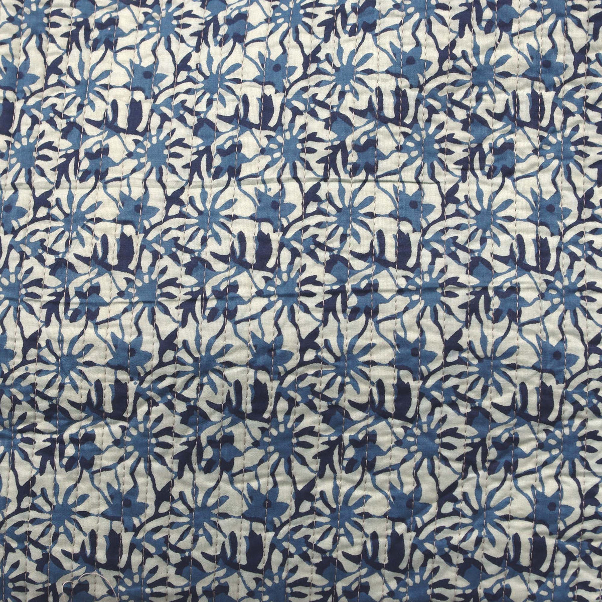 Cotton Quilted Large Shopping / Beach Bag - Snowflakes Print Indigo