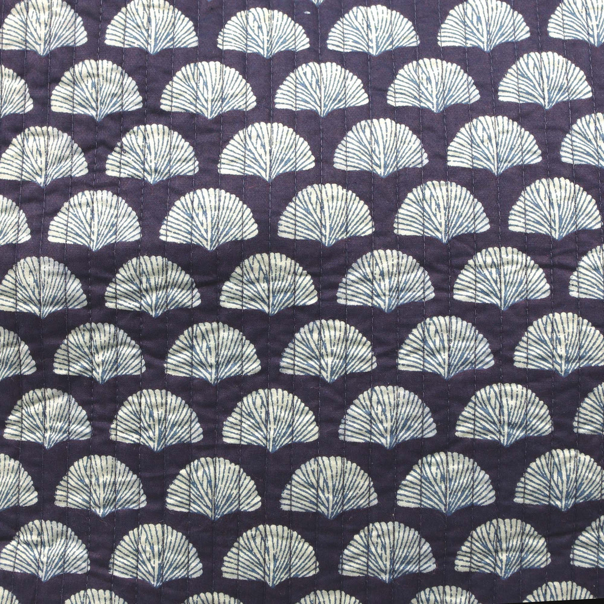 Cotton Quilted Large Shopping / Beach Bag - Shell Print Indigo