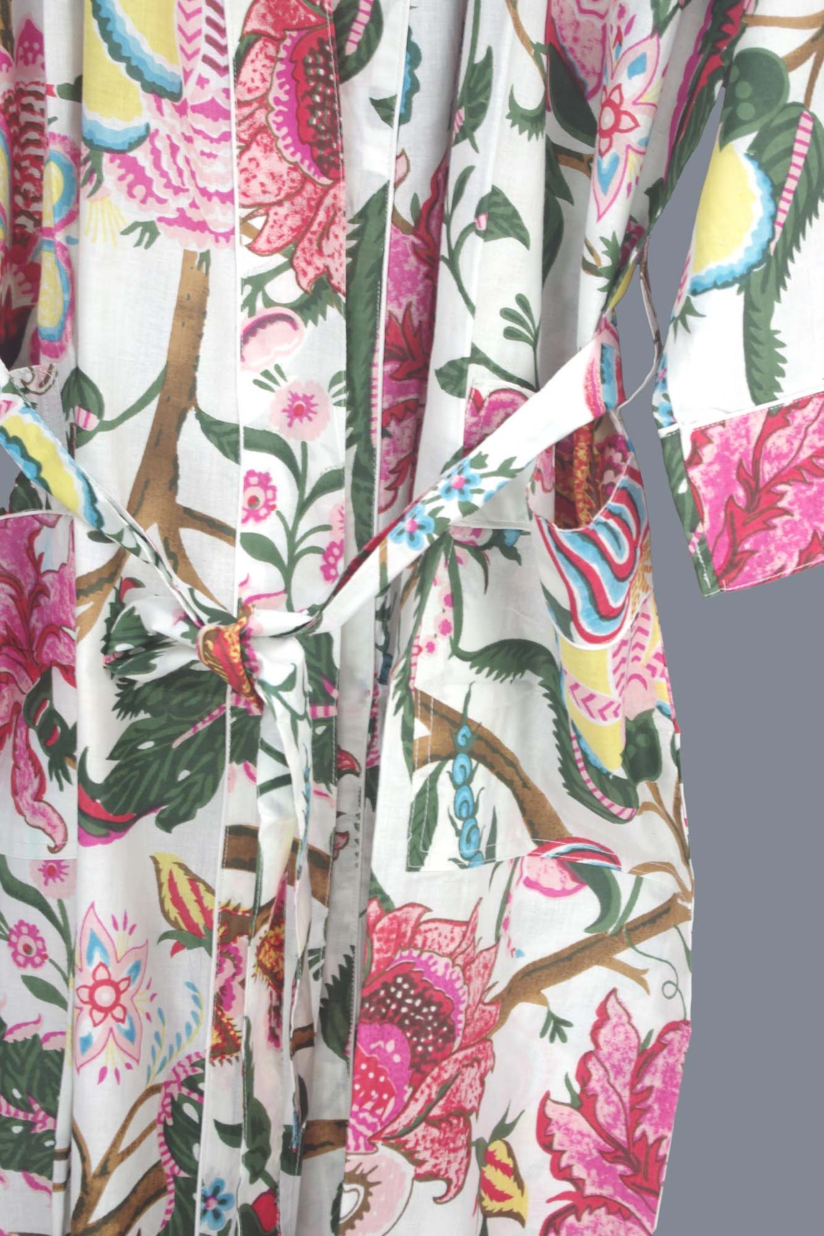Tropical Forest Print Cotton Kimono Dressing Gown