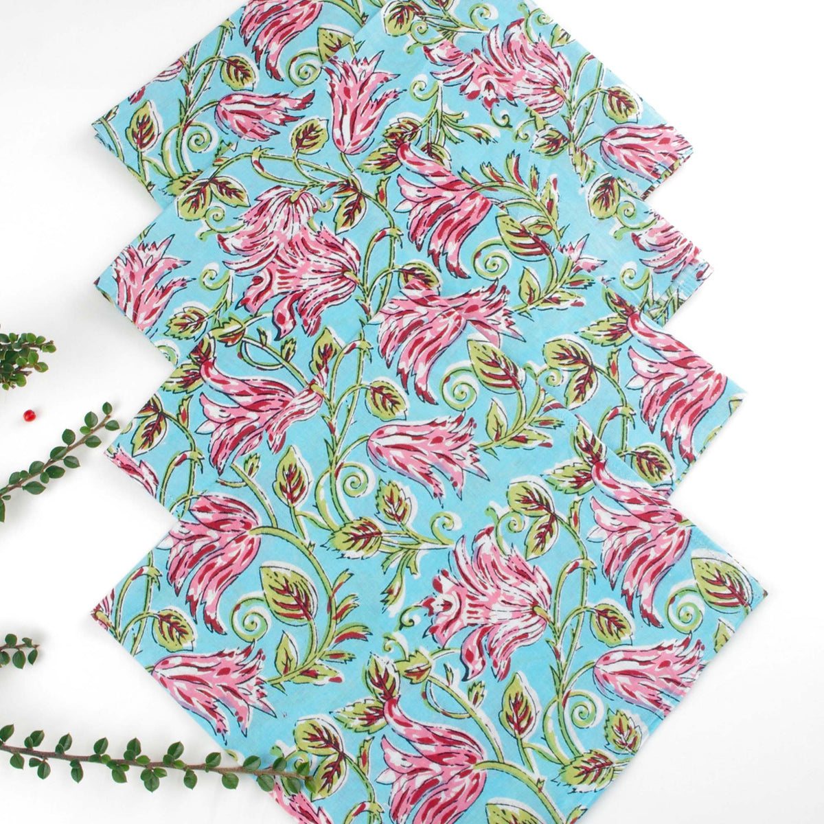 Blue Lily Cotton Dinner Napkins 18'' - Set of 4