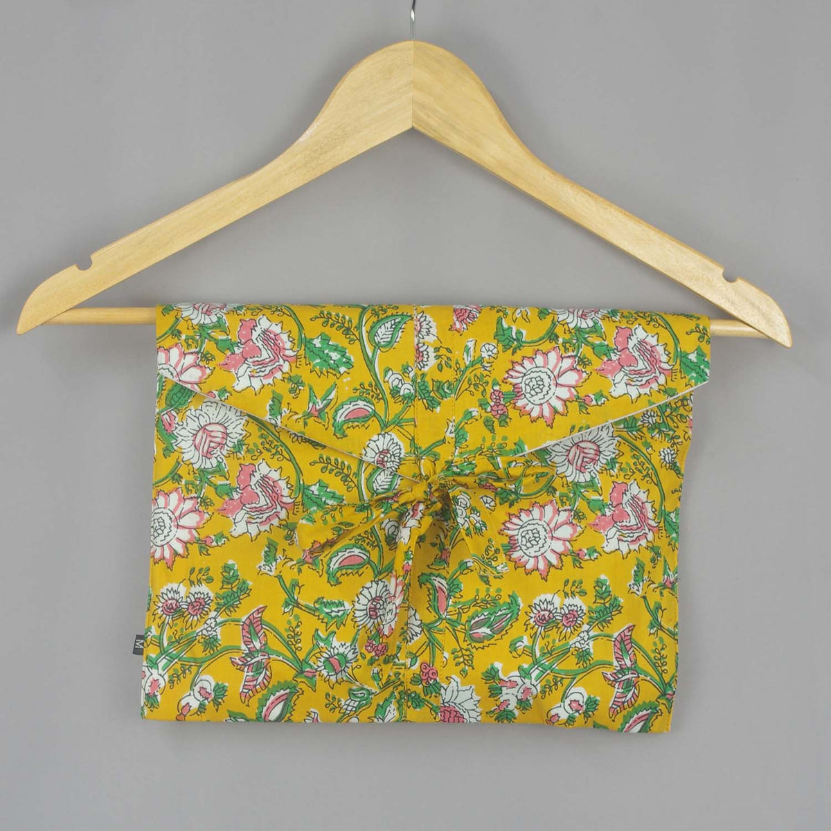 Short Cotton PJ Set With Pouch - Yellow Floral