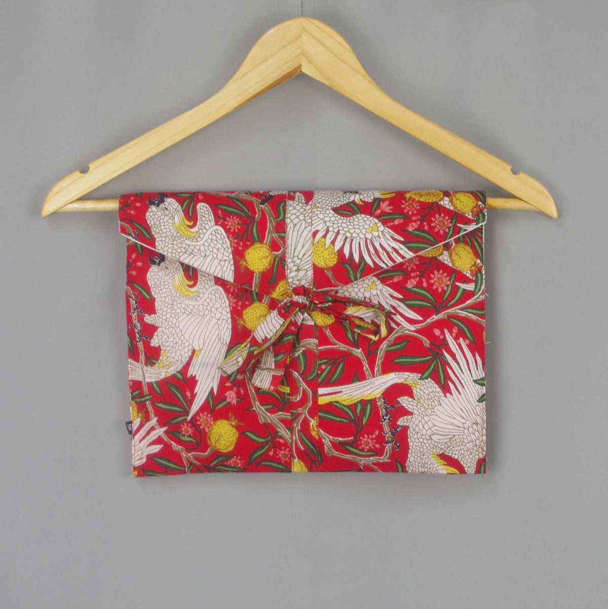Short Cotton PJ Set With Pouch - Red Macaw