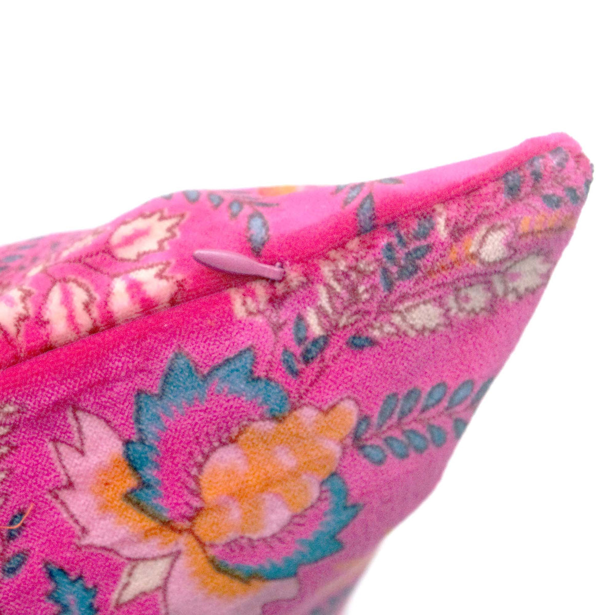 Tropical Floral Print Velvet Cushion Cover - Hot Pink