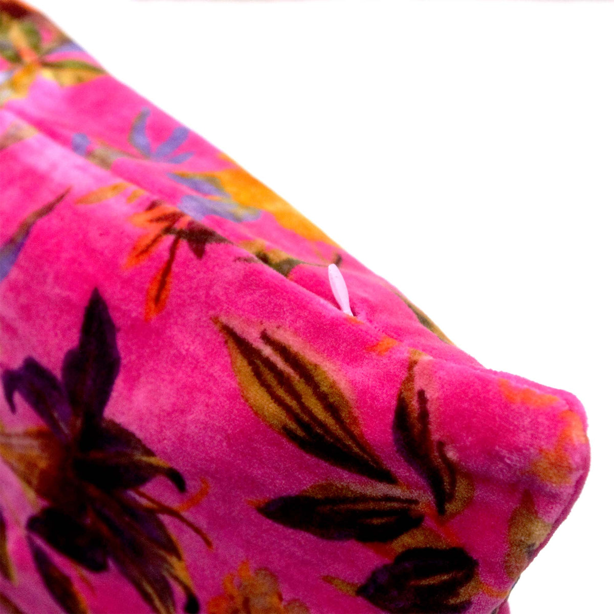 Tropical Bird Print Velvet Cushion Cover - Pink Yellow