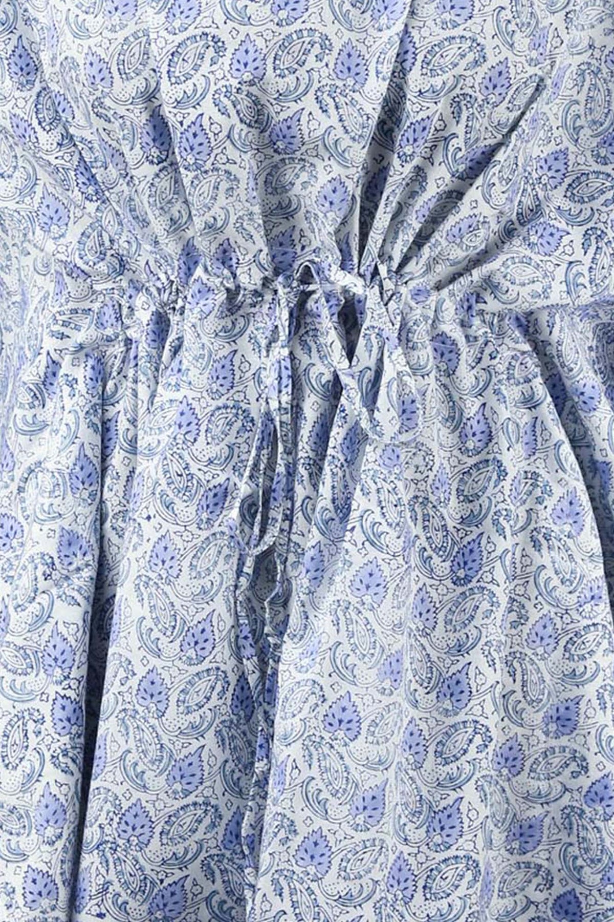 Block Printed Cotton Coverup / Kaftans - Blue Leaves