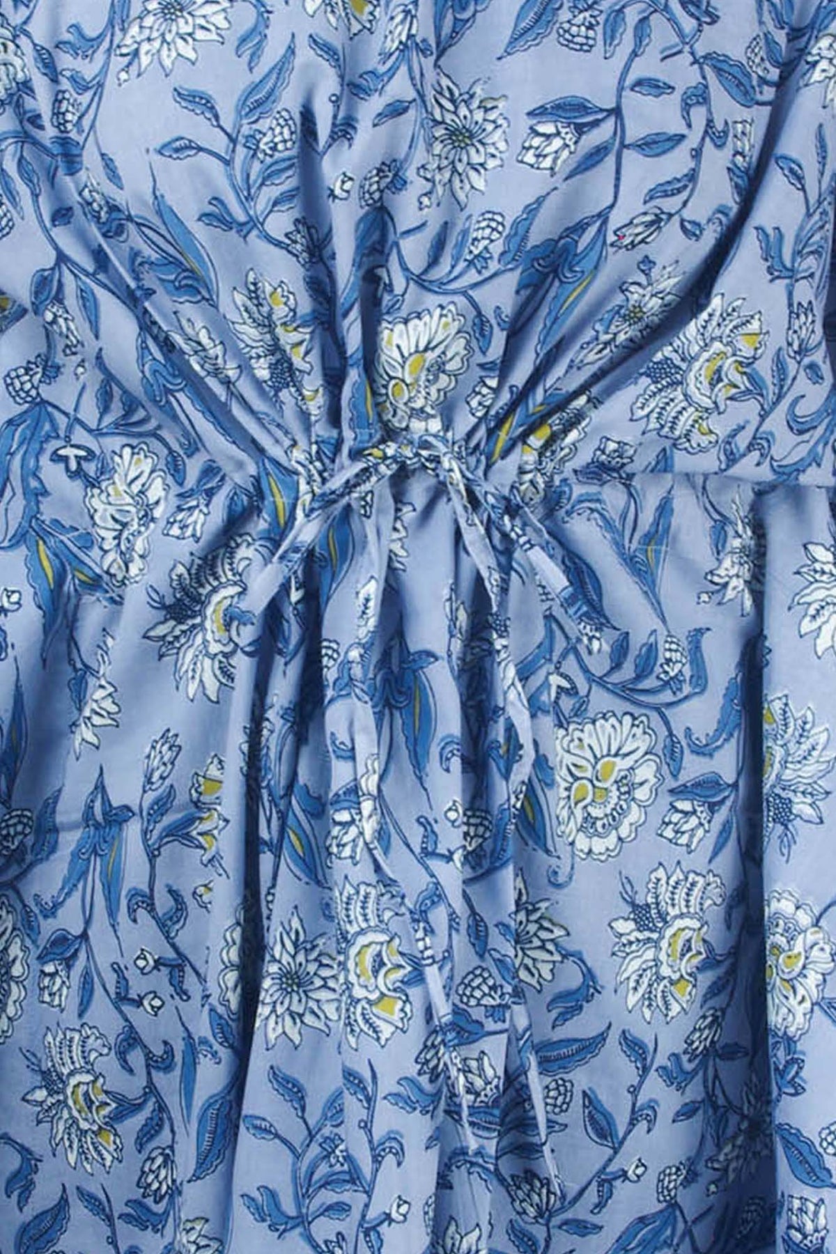 Block Printed Cotton Coverup / Kaftans - Grey Floral