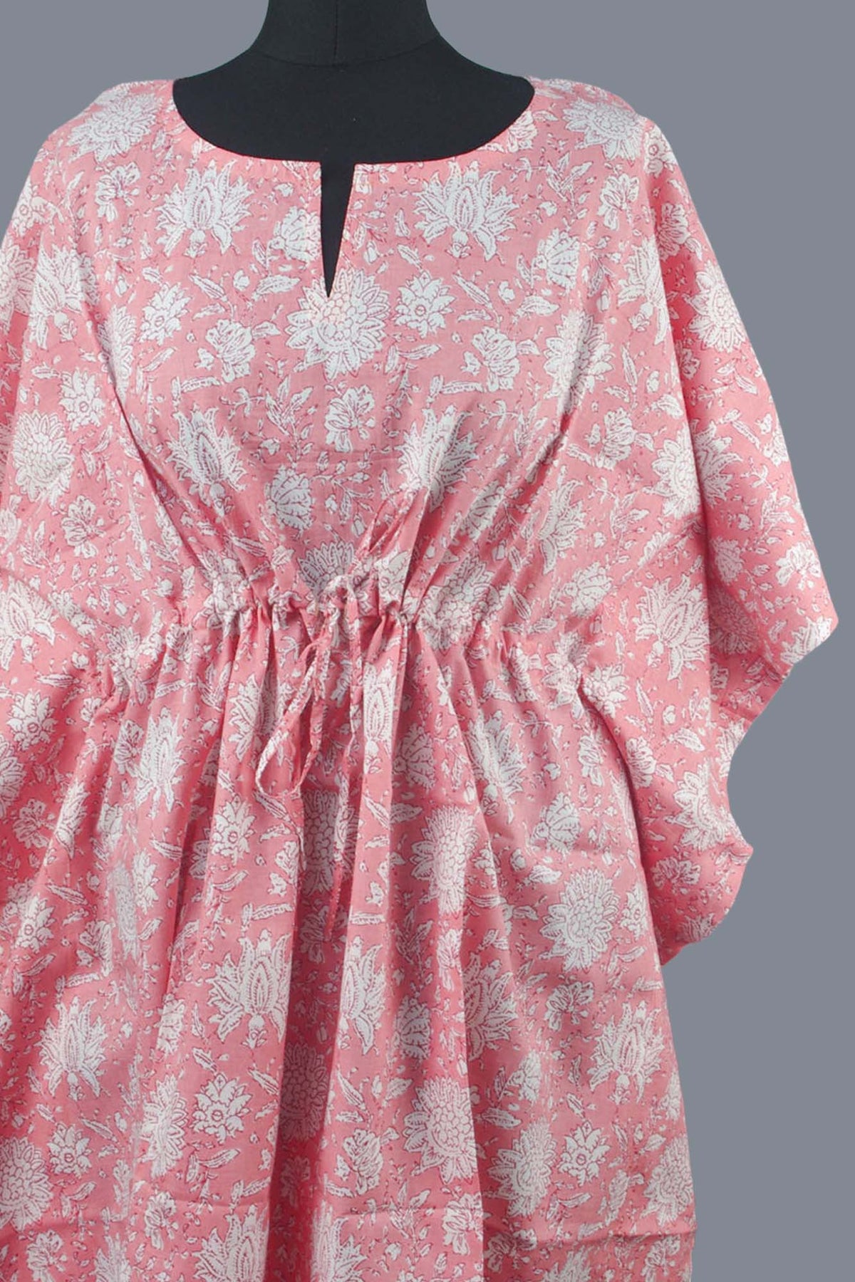 Block Printed Cotton Coverup / Kaftans - Carnation