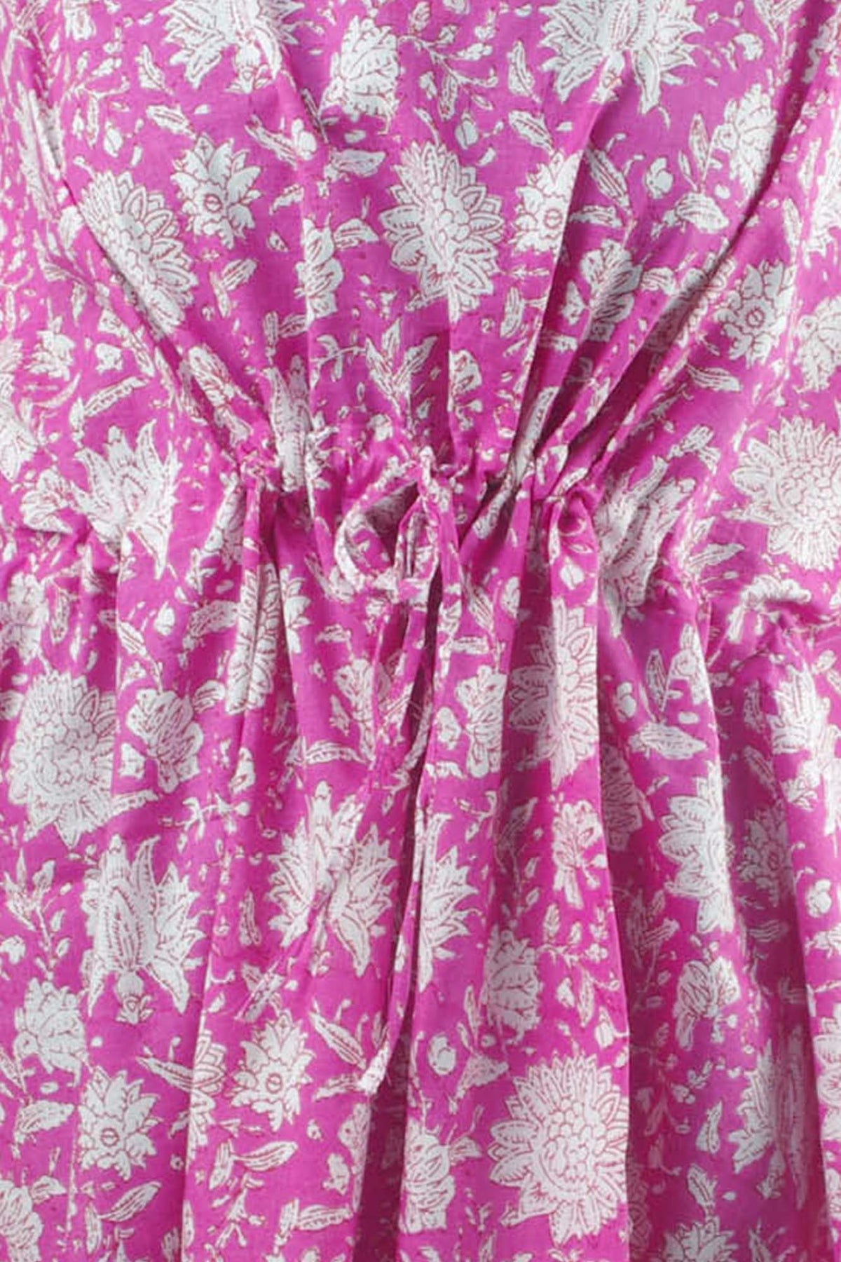 Blockbedruckter Baumwoll-Coverup / Kaftans - Blaue Blätter