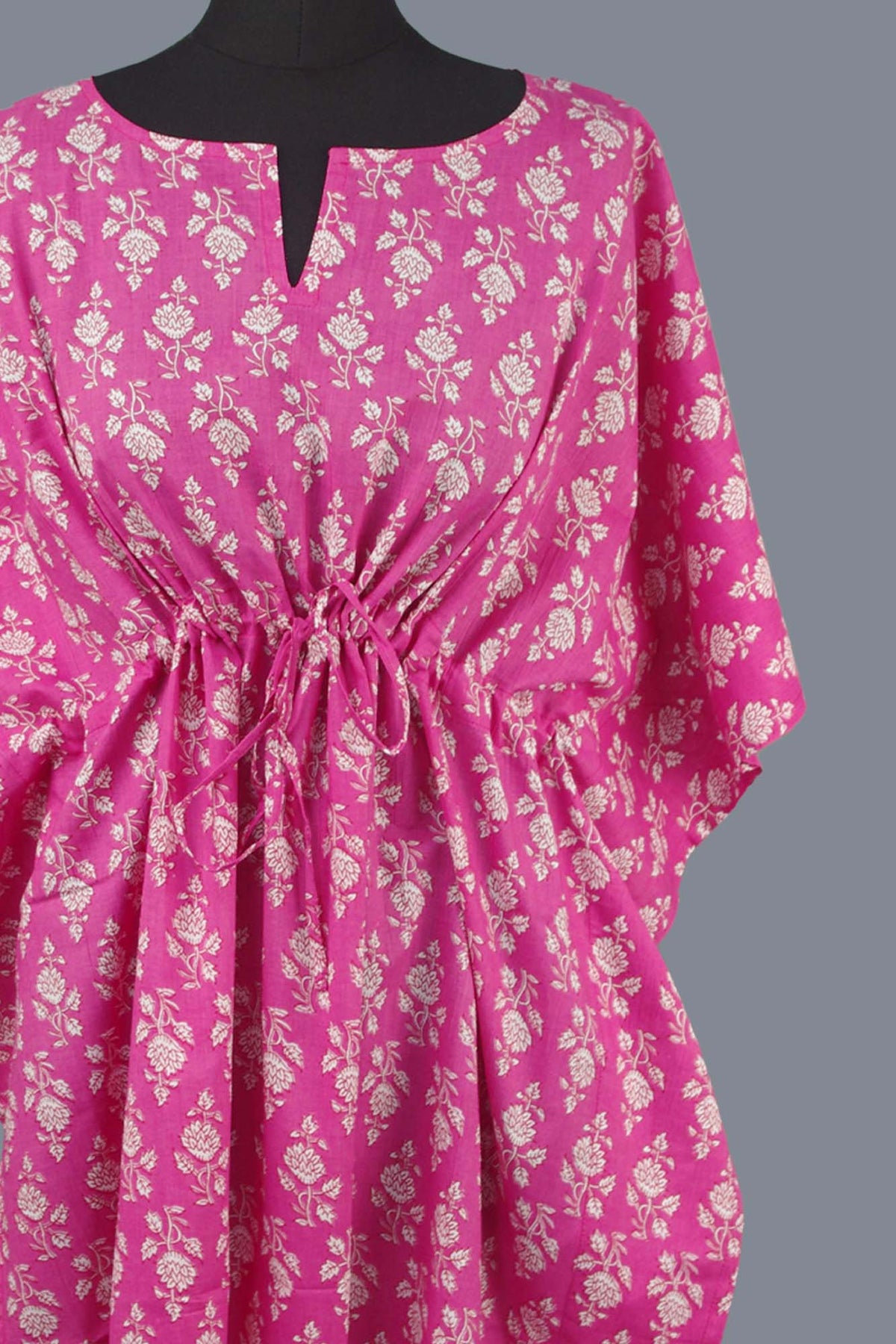 Block Printed Cotton Coverup / Kaftans - Pink Floral