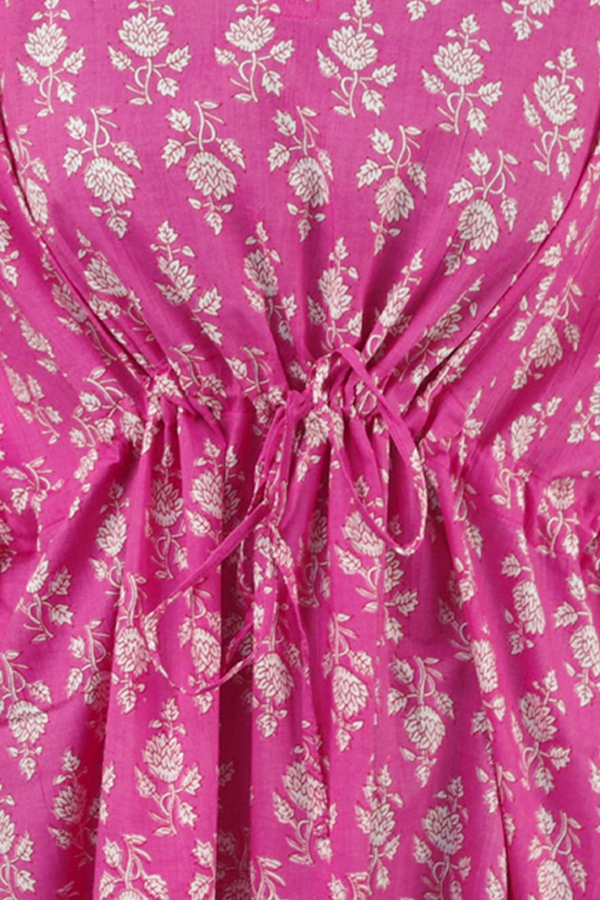 Block Printed Cotton Coverup / Kaftans - Pink Floral