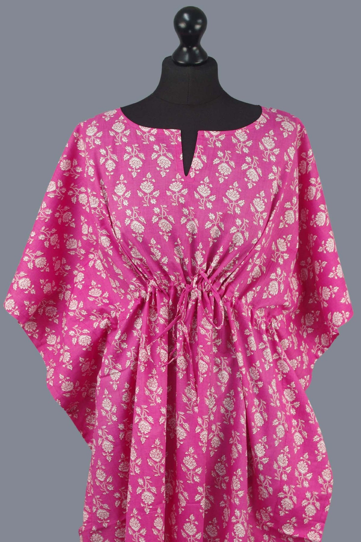 Block Printed Cotton Coverup / Kaftans - Pink Floral