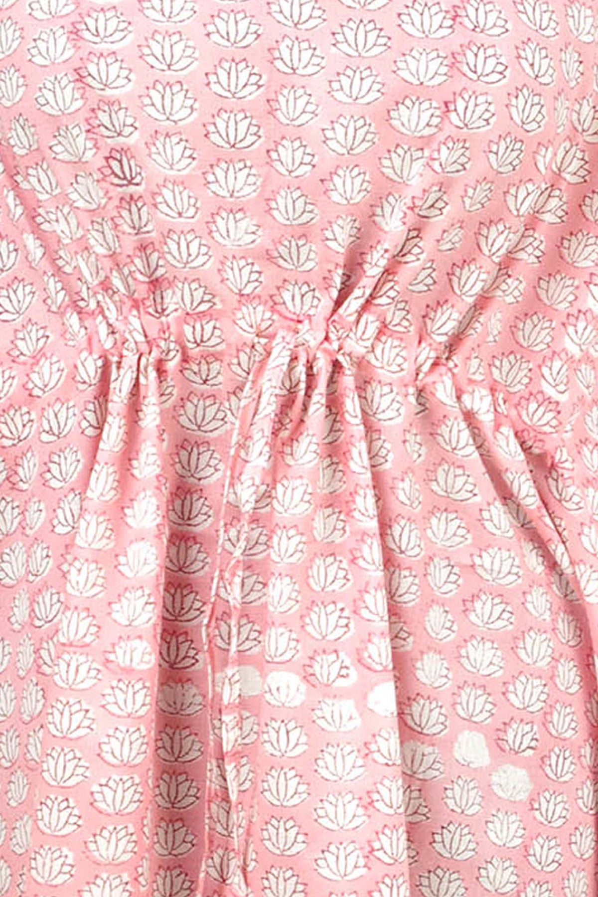 Block Printed Cotton Coverup / Kaftans - Pink Lotus