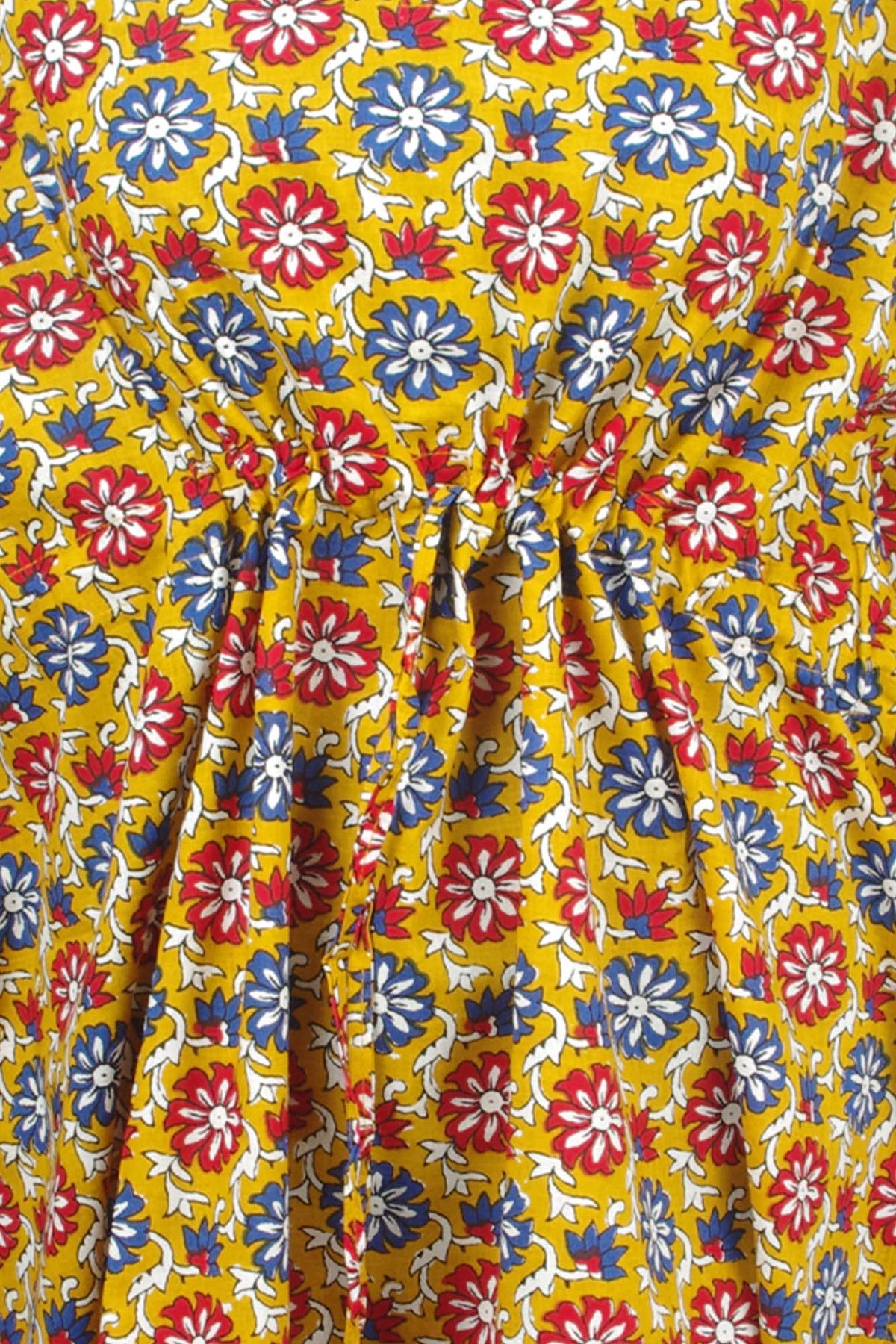 Blockbedruckter Baumwoll-Coverup / Kaftans - Blaue Blätter