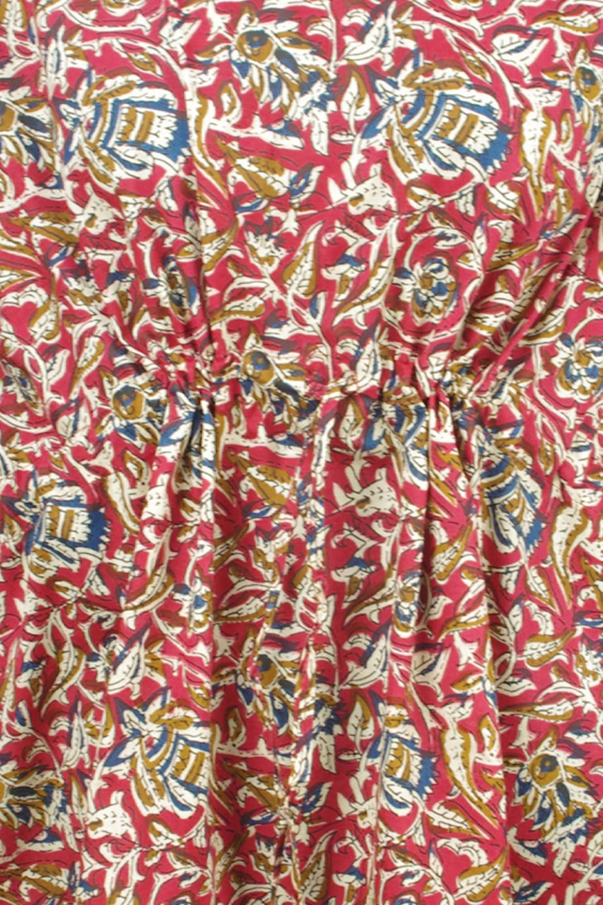 Blockbedruckter Baumwoll-Coverup / Kaftans - Blaue Blätter