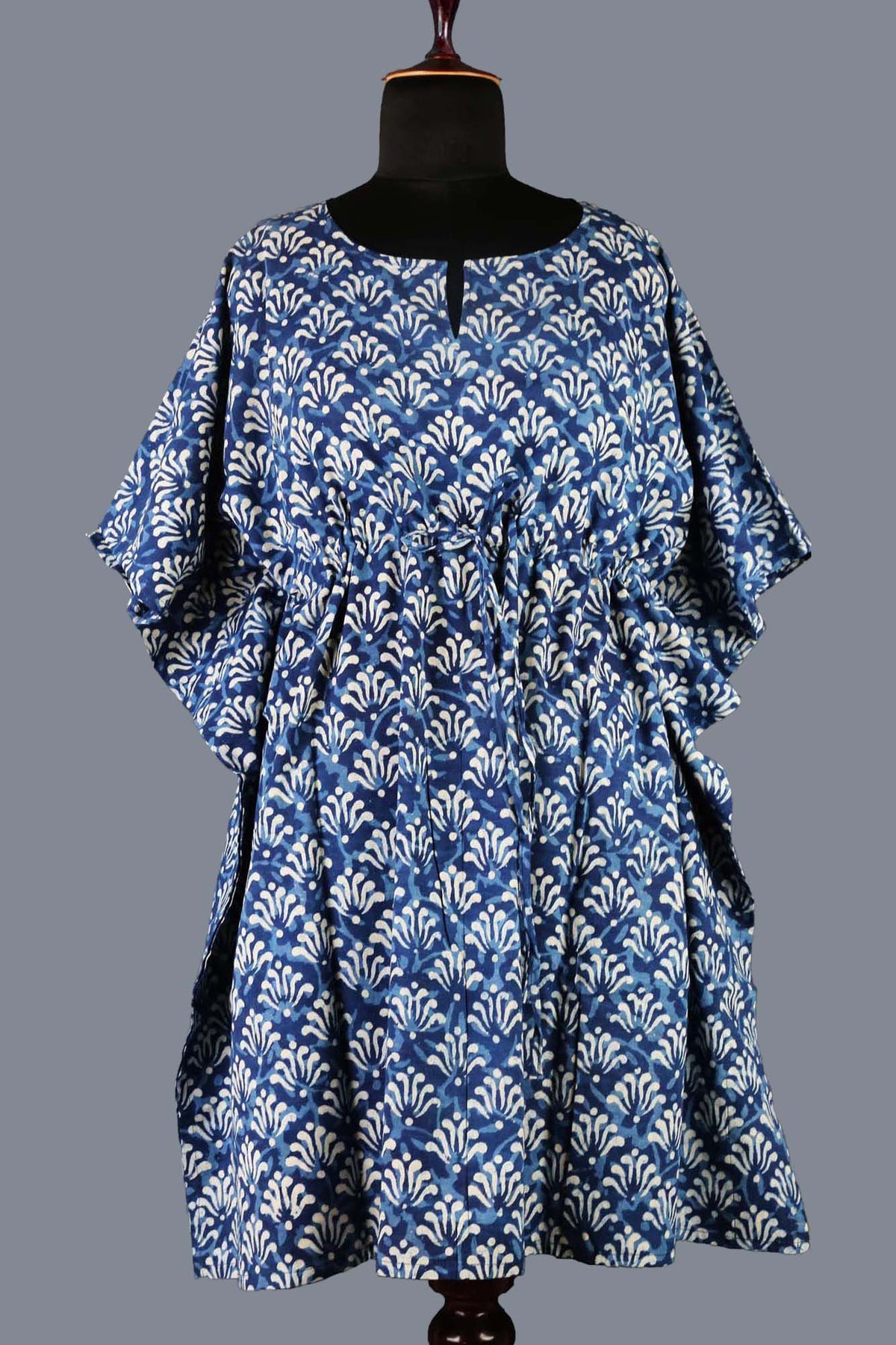 Block Printed Cotton Coverup / Kaftans - Indigo Blue