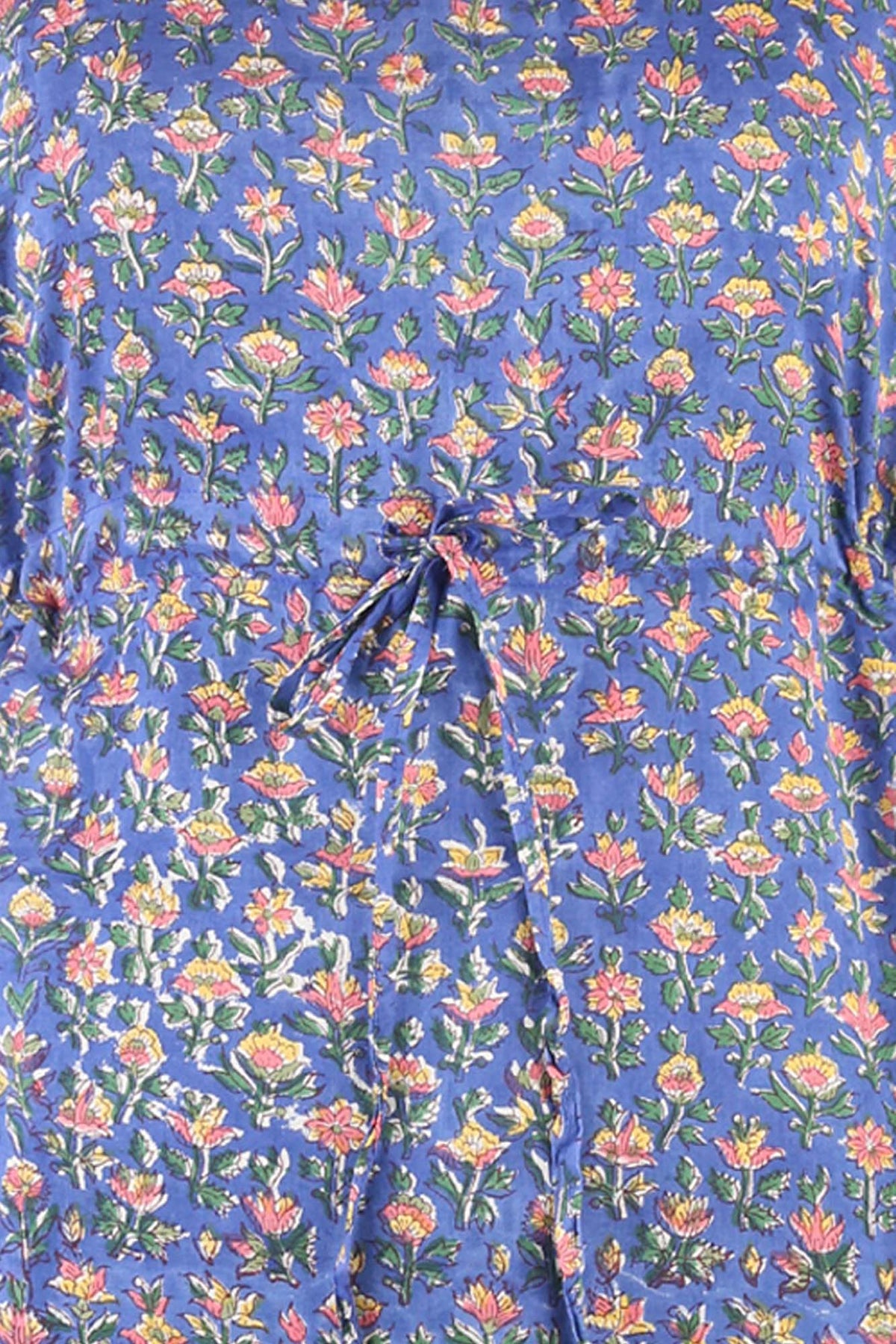 Block Printed Cotton Coverup / Kaftans - Small Flowers On Blue