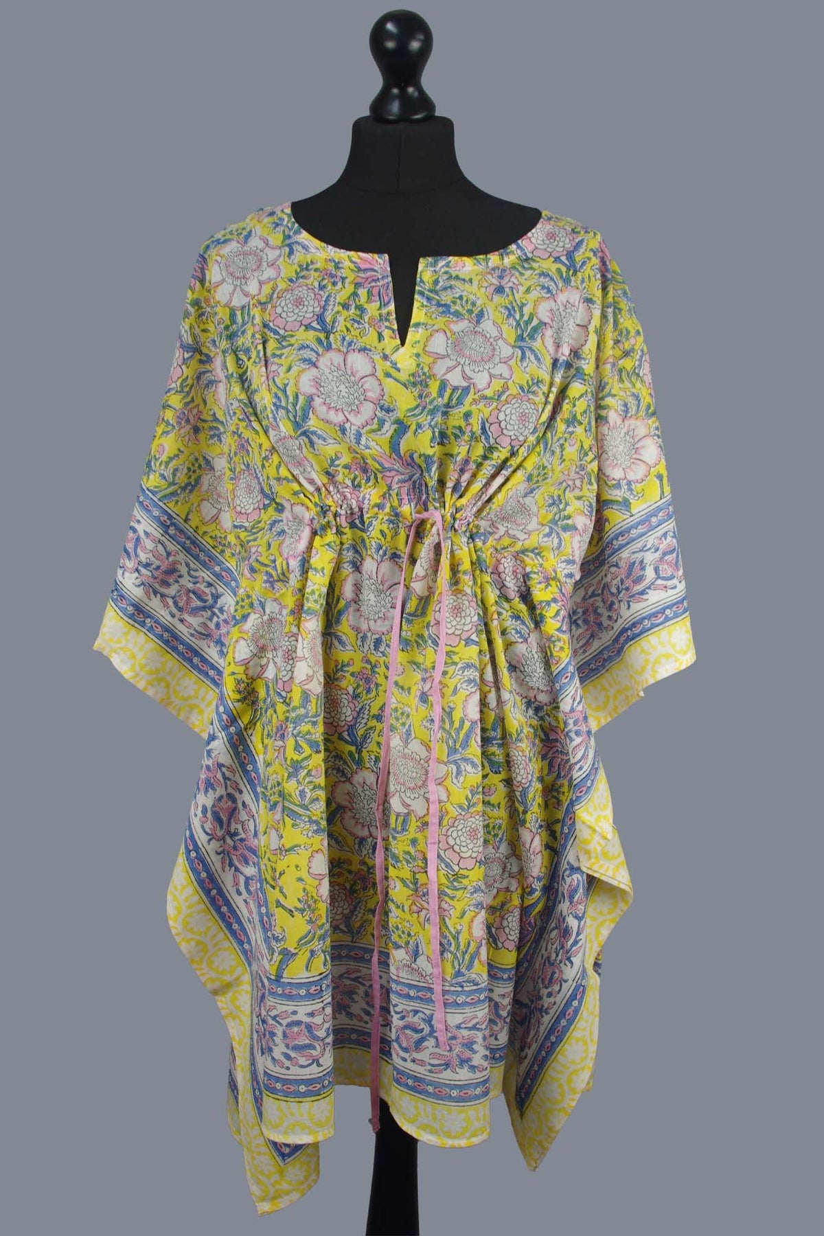 Kurze Kaftans aus Baumwolle - Rosa Paisley