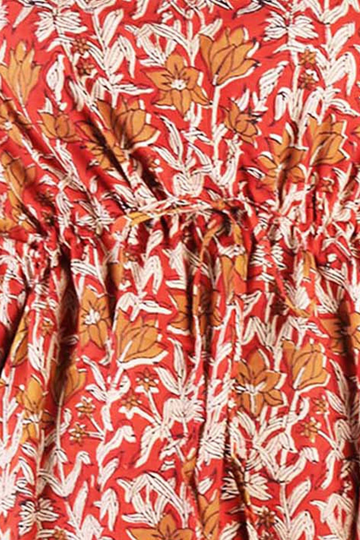 Blockbedruckter Baumwoll-Coverup / Kaftans - Blaue Blätter