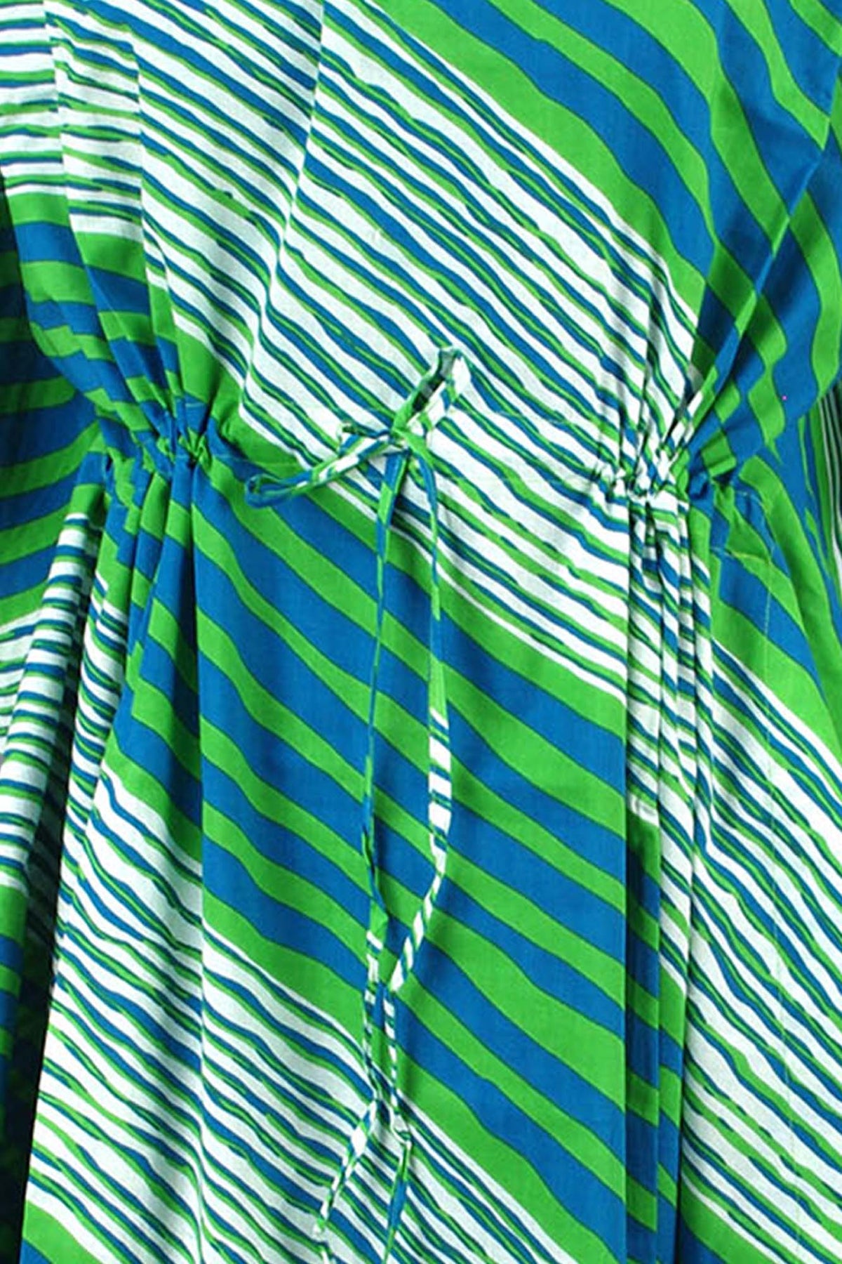 Blockbedruckter Baumwoll-Coverup / Kaftans - Blaue Blätter