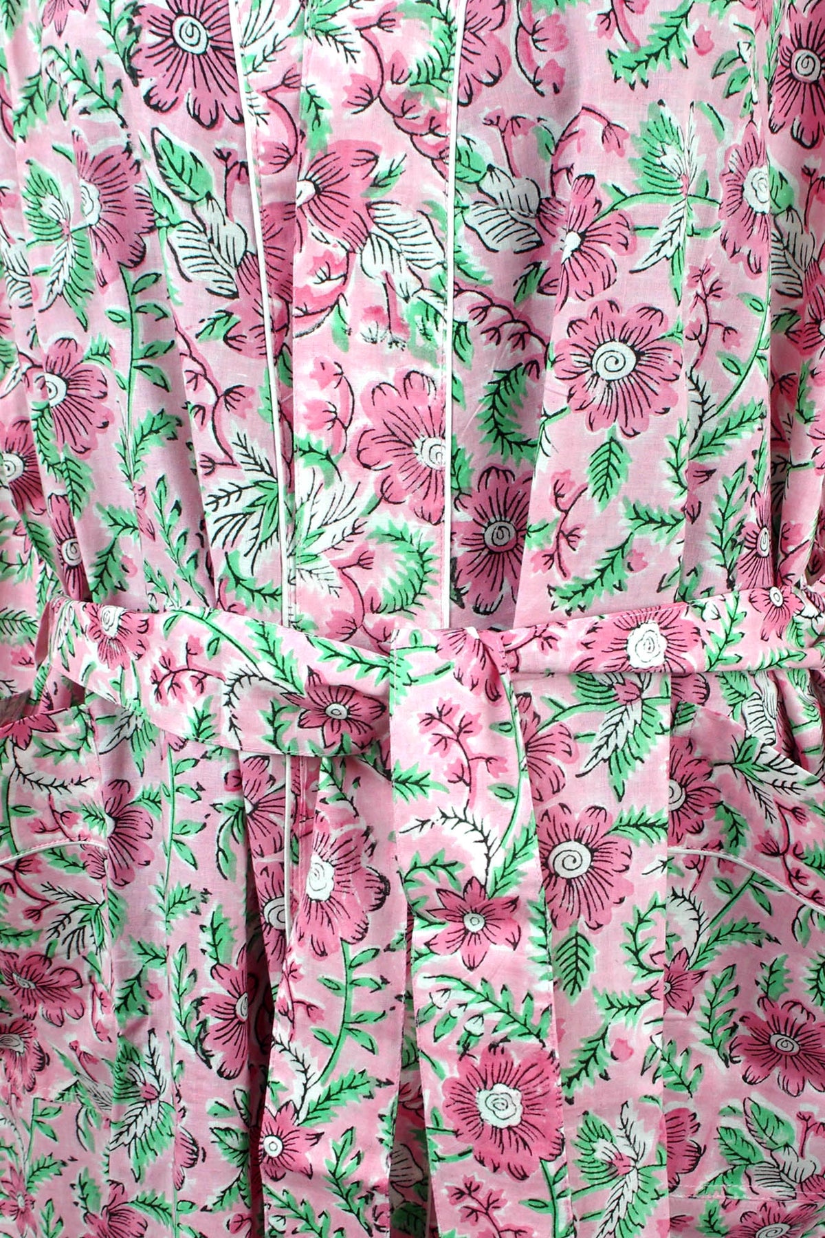 Pink Floral Cotton Kimono Dressing Gown