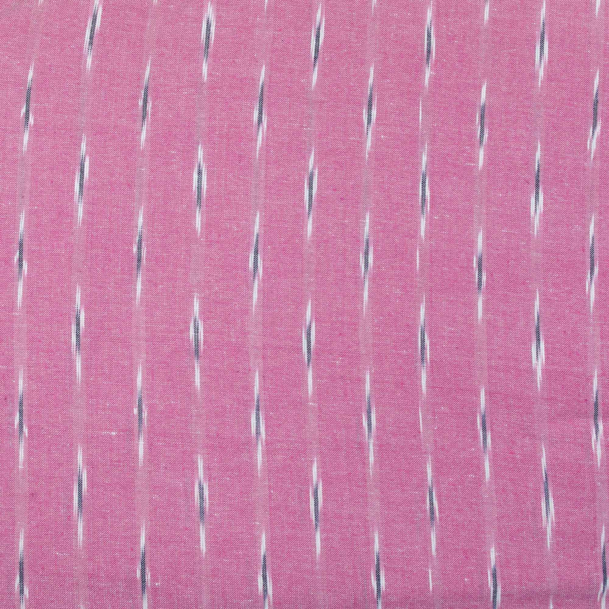 Ikat Hand Woven Cotton Fabric Design - Light Pink With White Lines